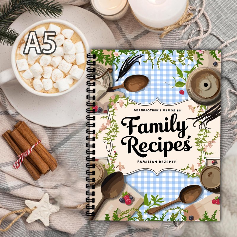 Home Cooking Book - Книга рецептов формата А5, синяя сетка,